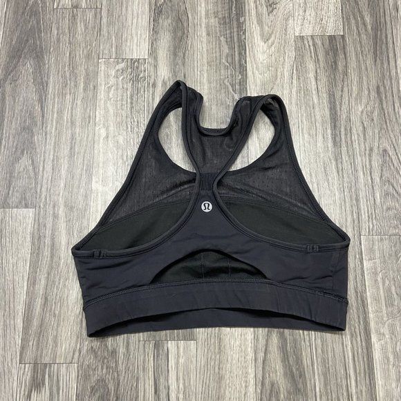 LULULEMON Scoop Neck Mesh Front Panel Black Sports Bra Women's Size 4 - Picture 5 of 10